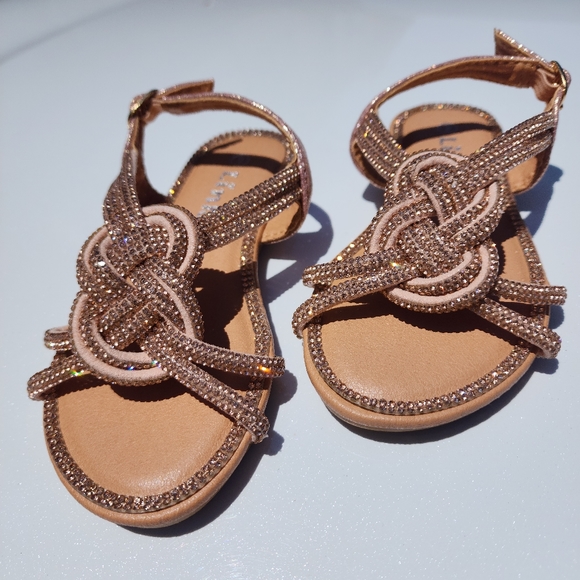 Rose Gold Rhinestone Sandals - Picture 2 of 2